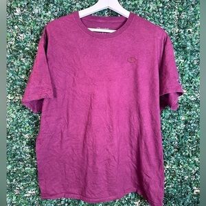 Champion Shirt Mens XL Maroon Red Embroidered Logo Crew Neck Short Sleeve